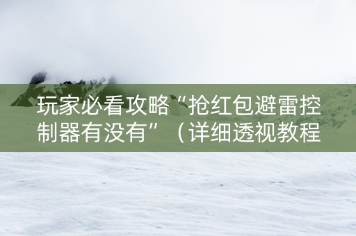 玩家必看攻略“抢红包避雷控制器有没有”（详细透视教程）-哔哩哔哩