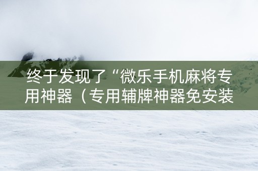 终于发现了“微乐手机麻将专用神器（专用辅牌神器免安装）