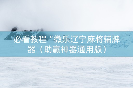 必看教程“微乐辽宁麻将辅牌器（助赢神器通用版）