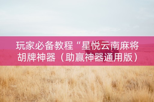 玩家必备教程“星悦云南麻将胡牌神器（助赢神器通用版）