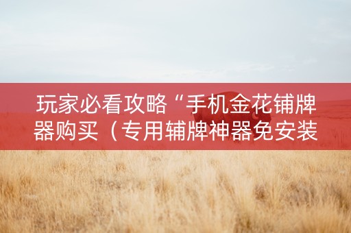 玩家必看攻略“手机金花铺牌器购买（专用辅牌神器免安装）
