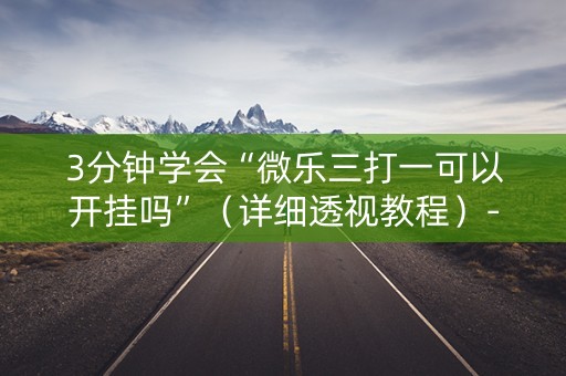 3分钟学会“微乐三打一可以开挂吗”（详细透视教程）-哔哩哔哩