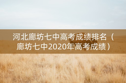 河北廊坊七中高考成绩排名（廊坊七中2020年高考成绩）