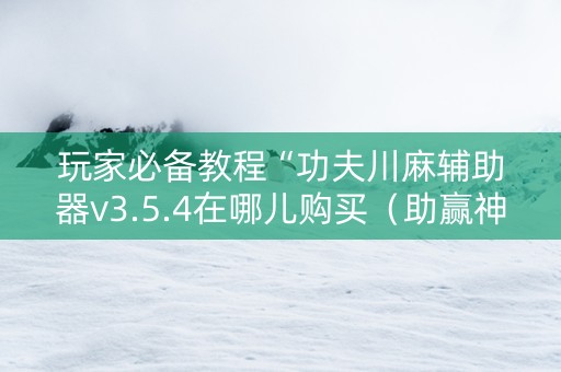 玩家必备教程“功夫川麻辅助器v3.5.4在哪儿购买（助赢神器通用版）