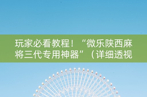 玩家必看教程！“微乐陕西麻将三代专用神器”（详细透视教程）-哔哩哔哩