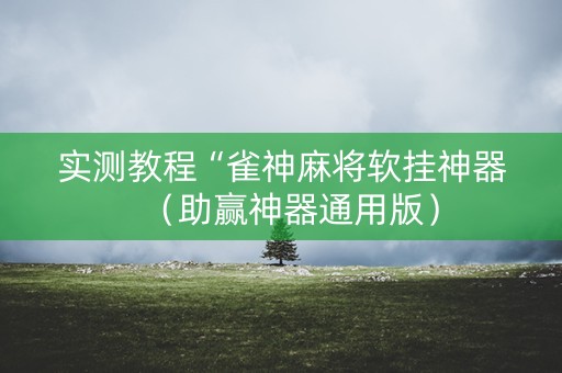 实测教程“雀神麻将软挂神器（助赢神器通用版）