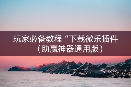 玩家必备教程“下载微乐插件（助赢神器通用版）