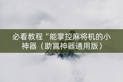 必看教程“能掌控麻将机的小神器（助赢神器通用版）