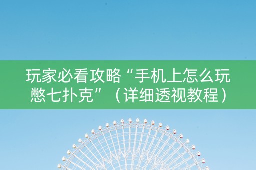 玩家必看攻略“手机上怎么玩憋七扑克”（详细透视教程）-哔哩哔哩
