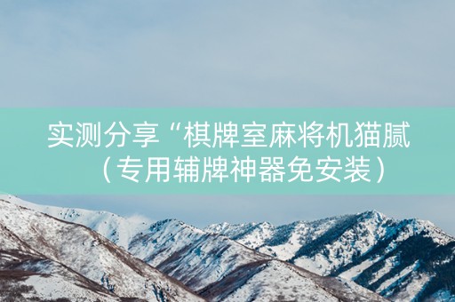 实测分享“棋牌室麻将机猫腻（专用辅牌神器免安装）