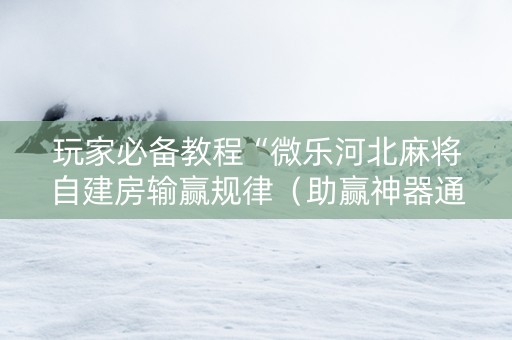 玩家必备教程“微乐河北麻将自建房输赢规律（助赢神器通用版）