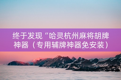 终于发现“哈灵杭州麻将胡牌神器（专用辅牌神器免安装）