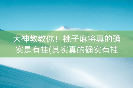 大神教教你！桃子麻将真的确实是有挂(其实真的确实有挂)
