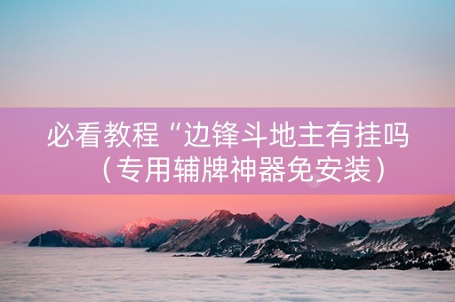 必看教程“边锋斗地主有挂吗（专用辅牌神器免安装）