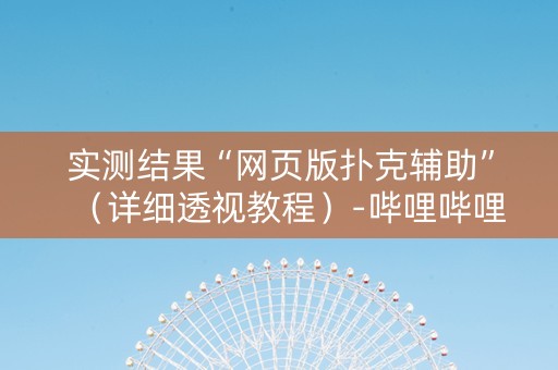 实测结果“网页版扑克辅助”（详细透视教程）-哔哩哔哩