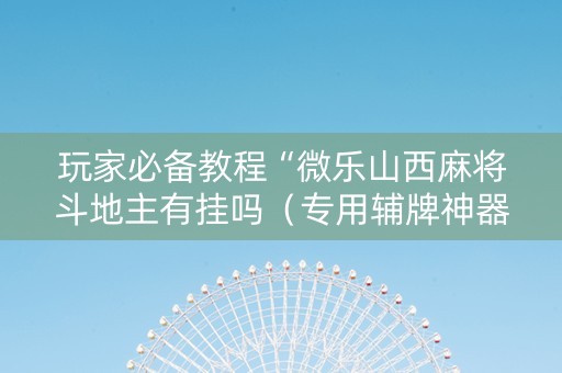 玩家必备教程“微乐山西麻将斗地主有挂吗（专用辅牌神器免安装）