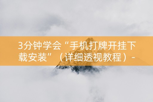 3分钟学会“手机打牌开挂下载安装”（详细透视教程）-哔哩哔哩