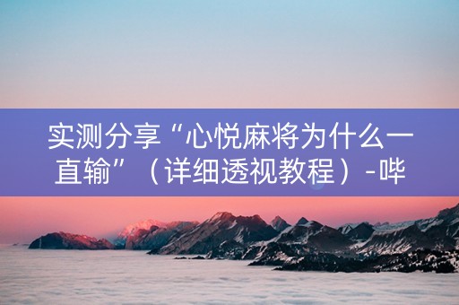 实测分享“心悦麻将为什么一直输”（详细透视教程）-哔哩哔哩