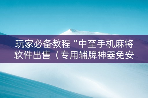 玩家必备教程“中至手机麻将软件出售（专用辅牌神器免安装）