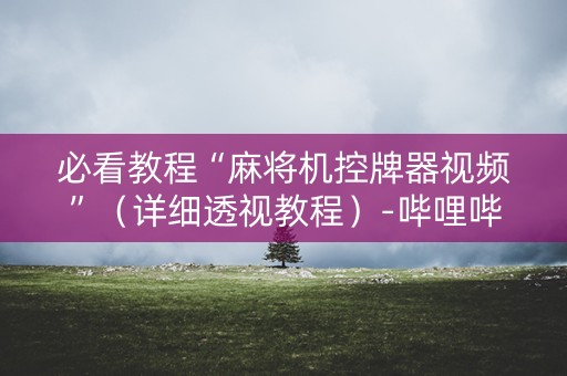 必看教程“麻将机控牌器视频”（详细透视教程）-哔哩哔哩