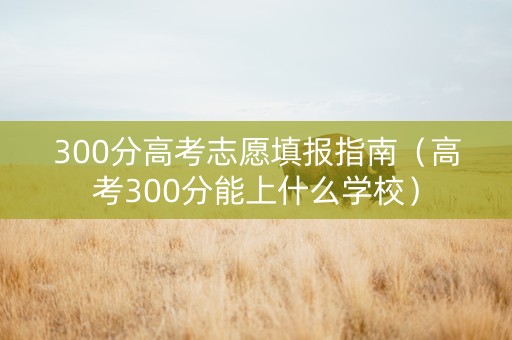 300分高考志愿填报指南（高考300分能上什么学校）