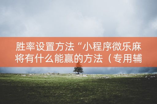 胜率设置方法“小程序微乐麻将有什么能赢的方法（专用辅牌神器免安装）
