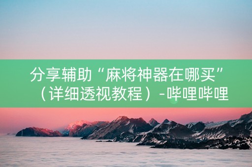 分享辅助“麻将神器在哪买”（详细透视教程）-哔哩哔哩