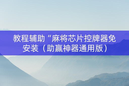 教程辅助“麻将芯片控牌器免安装（助赢神器通用版）