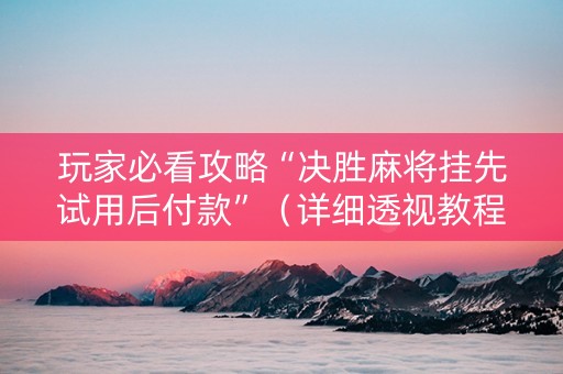 玩家必看攻略“决胜麻将挂先试用后付款”（详细透视教程）-哔哩哔哩