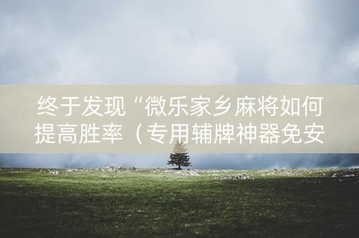 终于发现“微乐家乡麻将如何提高胜率（专用辅牌神器免安装）