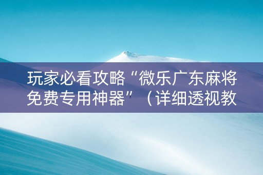 玩家必看攻略“微乐广东麻将免费专用神器”（详细透视教程）-哔哩哔哩