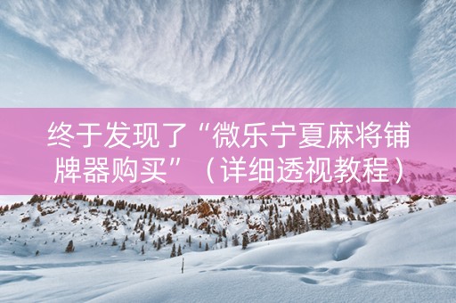 终于发现了“微乐宁夏麻将铺牌器购买”（详细透视教程）-哔哩哔哩