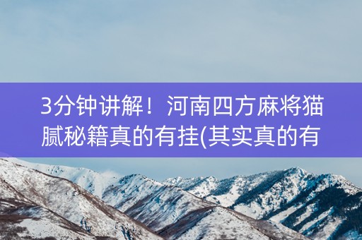 3分钟讲解！河南四方麻将猫腻秘籍真的有挂(其实真的有挂)