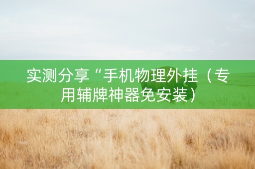 实测分享“手机物理外挂（专用辅牌神器免安装）