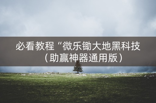 必看教程“微乐锄大地黑科技（助赢神器通用版）
