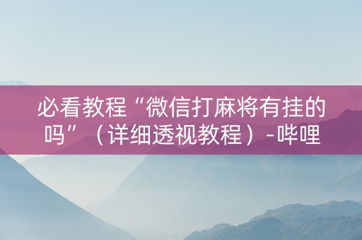 必看教程“微信打麻将有挂的吗”（详细透视教程）-哔哩哔哩