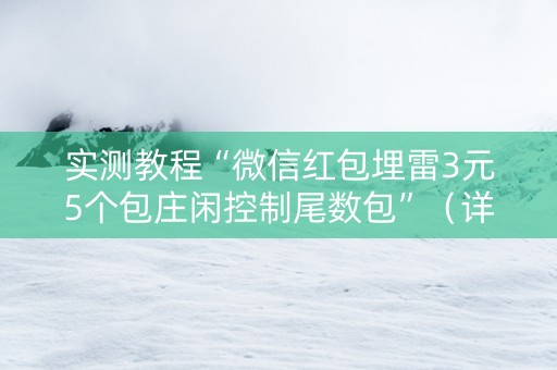 实测教程“微信红包埋雷3元5个包庄闲控制尾数包”（详细透视教程）-哔哩哔哩