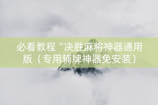 必看教程“决胜麻将神器通用版（专用辅牌神器免安装）