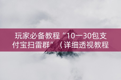 玩家必备教程“10一30包支付宝扫雷群”（详细透视教程）-哔哩哔哩