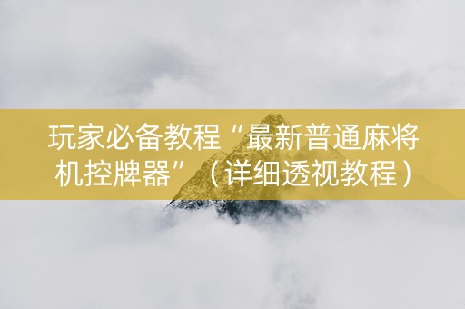 玩家必备教程“最新普通麻将机控牌器”（详细透视教程）-哔哩哔哩