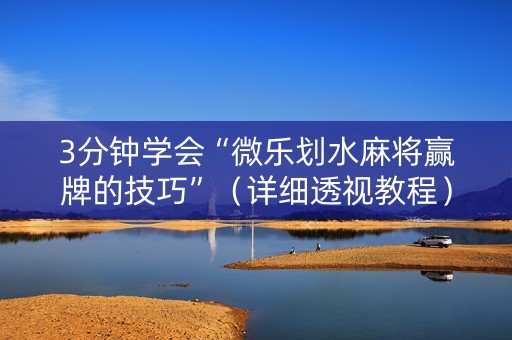 3分钟学会“微乐划水麻将赢牌的技巧”（详细透视教程）-哔哩哔哩