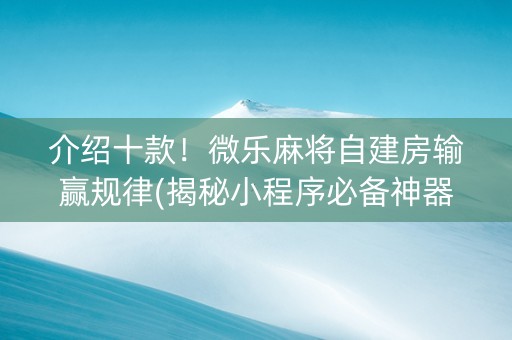 介绍十款！微乐麻将自建房输赢规律(揭秘小程序必备神器)