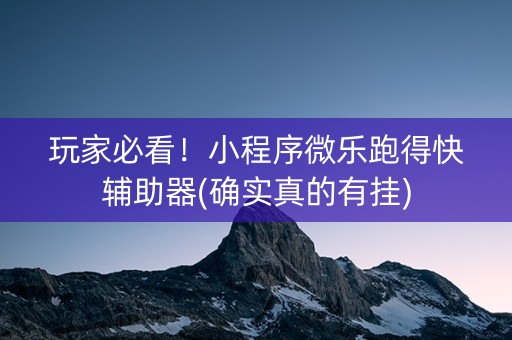 玩家必看！小程序微乐跑得快辅助器(确实真的有挂)