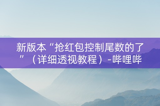 新版本“抢红包控制尾数的了”（详细透视教程）-哔哩哔哩