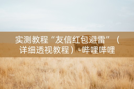 实测教程“友信红包避雷”（详细透视教程）-哔哩哔哩
