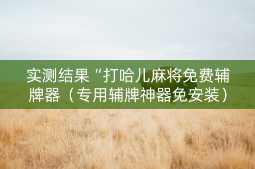 实测结果“打哈儿麻将免费辅牌器（专用辅牌神器免安装）