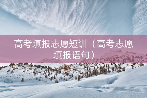 高考填报志愿短训（高考志愿填报语句）