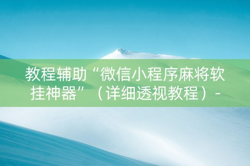 教程辅助“微信小程序麻将软挂神器”（详细透视教程）-哔哩哔哩