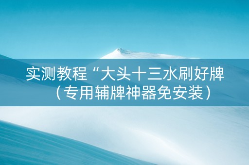 实测教程“大头十三水刷好牌（专用辅牌神器免安装）