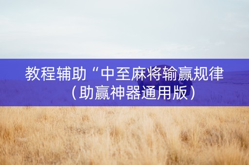 教程辅助“中至麻将输赢规律（助赢神器通用版）
